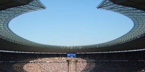 The impressive Olympiastadion, Berlin, Germany. Home of Hertha Berlin. (Credit: Céline Aussourd)